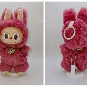 Custom Dark Pink Lafufu Labubu Zimomo Mokoko Key Chain / Bag Charm